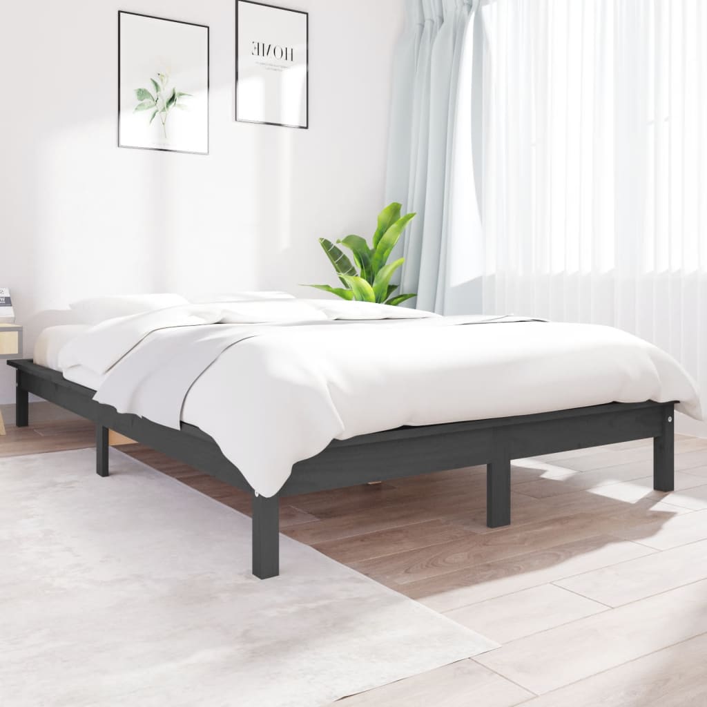 Rám postele šedý 120 x 190 cm masivní borovice Small Double
