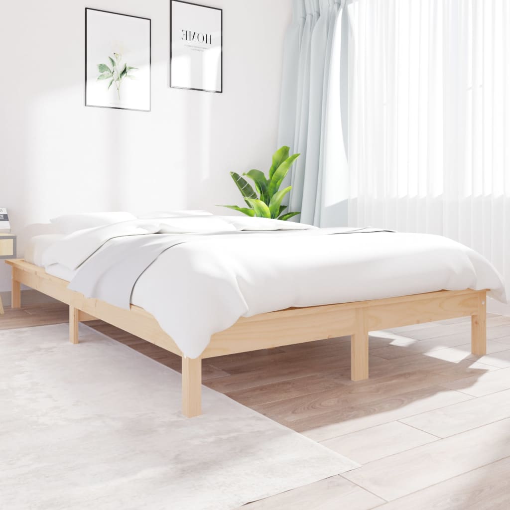vida XL Massivholzbett 135x 190 cm Kiefer 4Ft6 Double