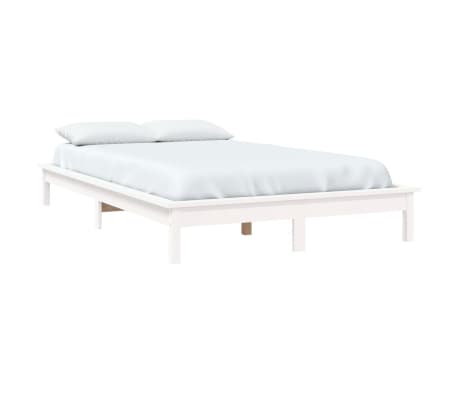 vidaXL Bed Frame without Mattress White Double Solid Wood