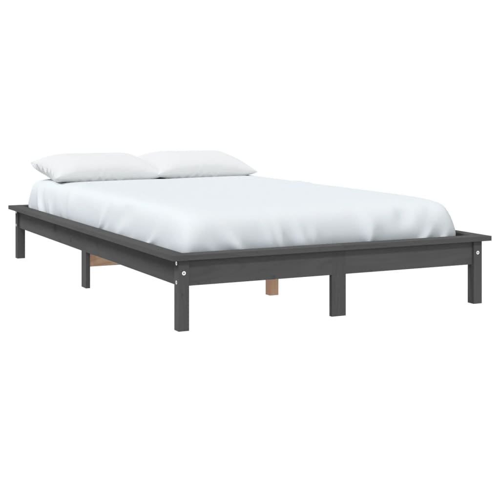 

vidaXL Bedframe massief grenenhout grijs 135x190 cm 4FT6 double