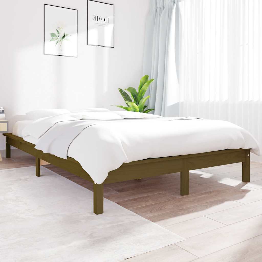 vidaXL Rama ��ka, miodowy br�z, 140x190 cm, lite drewno sosnowe