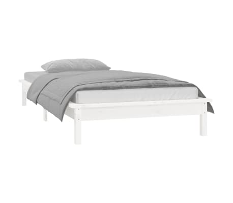 vidaXL Cadre de lit à LED blanc 90x200 cm bois massif