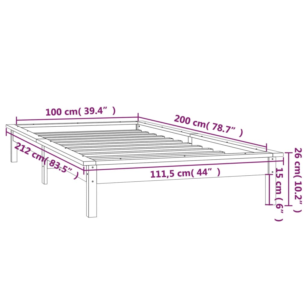 Rám postele s LED světlem 100 x 200 cm masivní dřevo - obrázek 13
