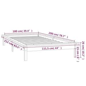 Rám postele s LED světlem šedý 100 x 200 cm masivní dřevo - obrázek 13