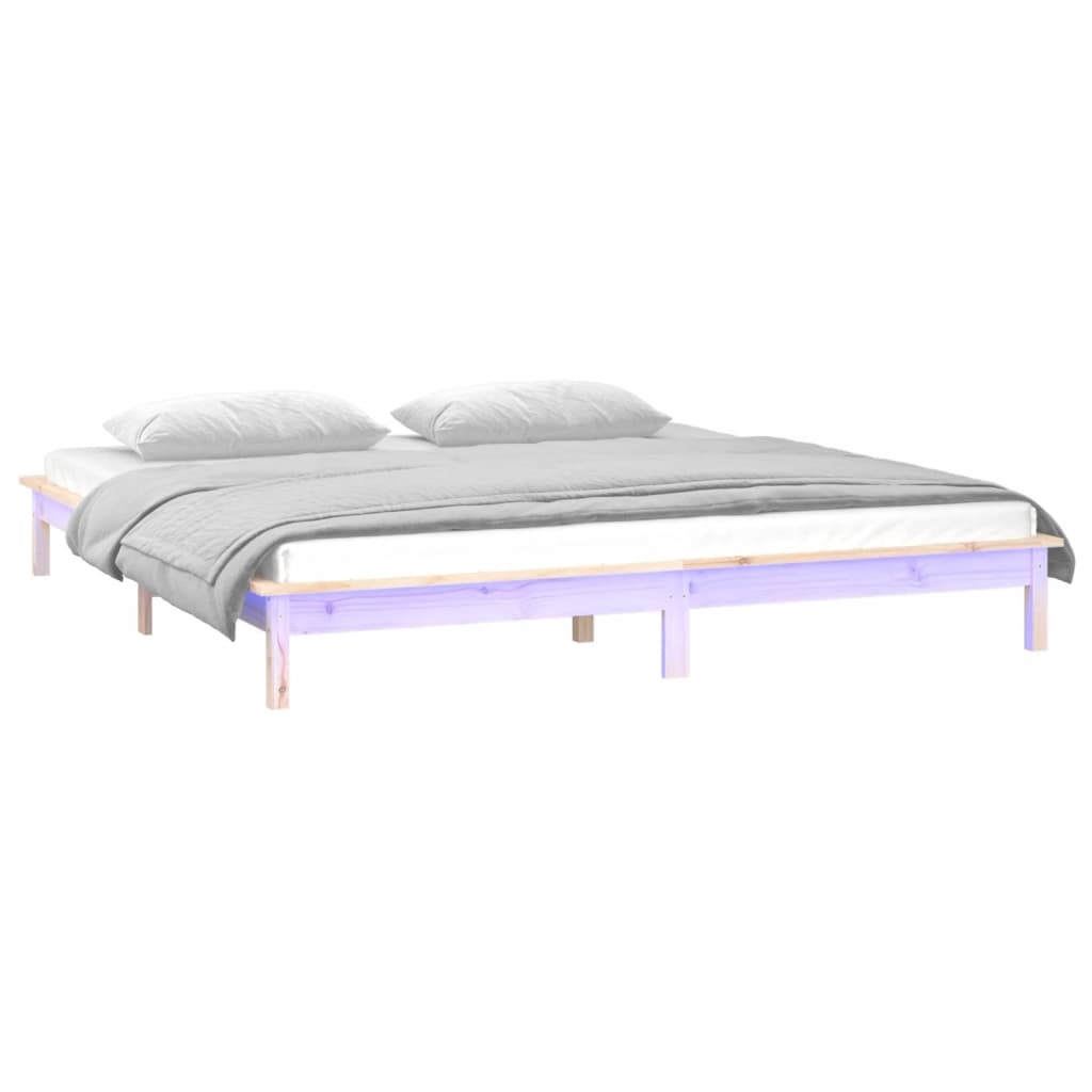 vidaXL Bedframe LED massief hout 120x200 cm afbeelding