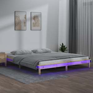Rám postele s LED světlem 120 x 200 cm masivní dřevo - obrázek 1