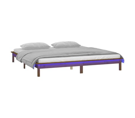vidaXL Bedframe LED massief hout honingbruin 120x200 cm