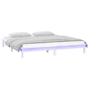 Rám postele s LED světlem bílý 140 x 200 cm masivní dřevo - obrázek 3