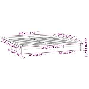 Rám postele s LED světlem bílý 140 x 200 cm masivní dřevo - obrázek 13