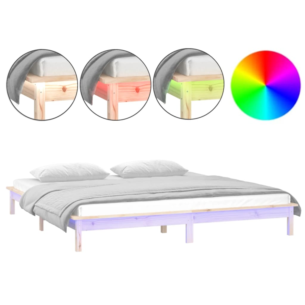 vidaXL Rám postele s LED světlem 160 x 200 cm masivní dřevo