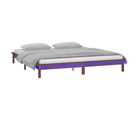 vidaXL Sengeramme med LED honningbrun 160x200 cm heltre