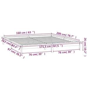Rám postele s LED světlem černý 160 x 200 cm masivní dřevo - obrázek 13
