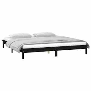Rám postele s LED světlem černý 160 x 200 cm masivní dřevo - obrázek 5