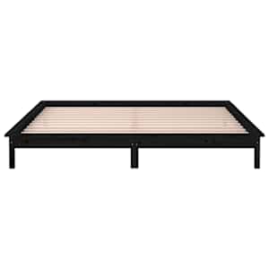 Rám postele s LED světlem černý 160 x 200 cm masivní dřevo - obrázek 7