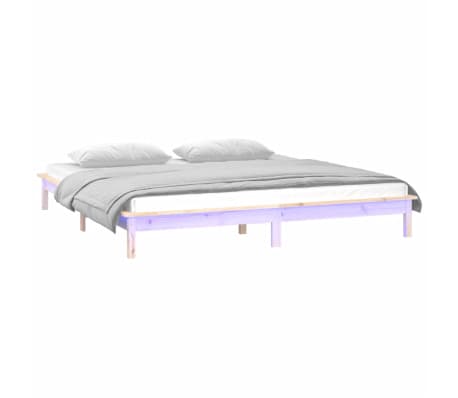 vidaXL Cadru de pat LED Super King Size, 180x200 cm, lemn masiv