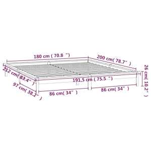Rám postele s LED světlem 180 x 200 cm Super King masivní dřevo - obrázek 13