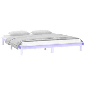 Rám postele s LED bílý 180 x 200 cm Super King masivní dřevo - obrázek 3