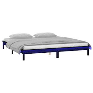 vidaXL Sengeramme med LED svart 180x200 cm Super King heltre