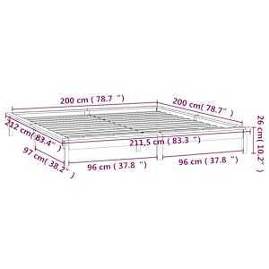 Rám postele s LED světlem šedý 200 x 200 cm masivní dřevo - obrázek 13