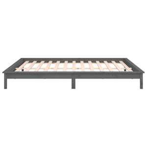 Rám postele s LED světlem šedý 200 x 200 cm masivní dřevo - obrázek 8