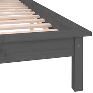 Rám postele s LED světlem šedý 200 x 200 cm masivní dřevo - obrázek 9