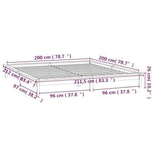 Rám postele s LED světlem medově hnědý 200x200 cm masivní dřevo - obrázek 13