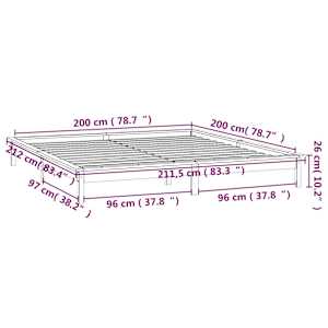 Rám postele s LED světlem černý 200 x 200 cm masivní dřevo - obrázek 13