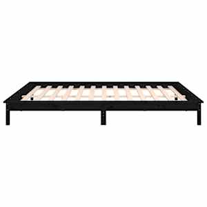 Rám postele s LED světlem černý 200 x 200 cm masivní dřevo - obrázek 8