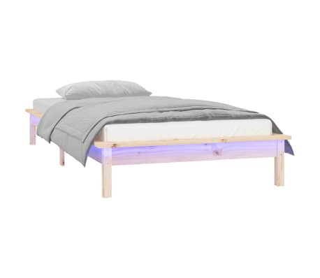 vidaXL Estrutura cama c/ LED pequena solteiro 75x190 cm madeira maciça