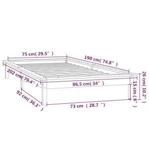 Rám postele s LED světlem 75x190 cm Small Single masivní dřevo - obrázek 13
