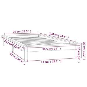 Rám postele s LED bílý 75 x 190 cm Small Single masivní dřevo - obrázek 13