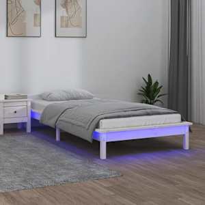 Rám postele s LED bílý 75 x 190 cm Small Single masivní dřevo - obrázek 1