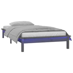 Rám postele s LED šedý 75 x 190 cm Small Single masivní dřevo - obrázek 3