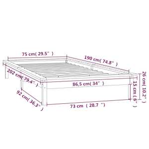 Rám postele s LED šedý 75 x 190 cm Small Single masivní dřevo - obrázek 13