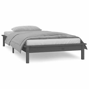 Rám postele s LED šedý 75 x 190 cm Small Single masivní dřevo - obrázek 4