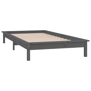 Rám postele s LED šedý 75 x 190 cm Small Single masivní dřevo - obrázek 6