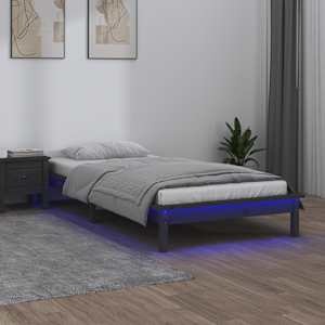 Rám postele s LED šedý 75 x 190 cm Small Single masivní dřevo - obrázek 1