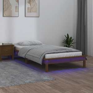 Rám postele s LED medový 75 x 190 cm Small Single masivní dřevo - obrázek 1