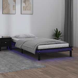 Rám postele s LED černý 75 x 190 cm Small Single masivní dřevo - obrázek 1