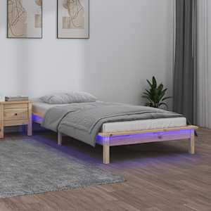 Rám postele s LED světlem 90 x 190 cm Single masivní dřevo - obrázek 1
