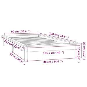 Rám postele s LED světlem bílý 90 x 190 cm Single masivní dřevo - obrázek 13
