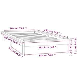 Rám postele s LED světlem šedý 90 x 190 cm Single masivní dřevo - obrázek 13