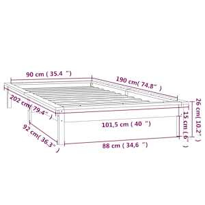 Rám postele s LED medově hnědý 90 x 190 cm Single masivní dřevo - obrázek 13
