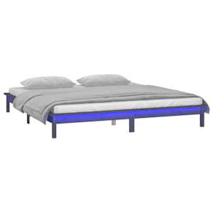 Rám postele s LED šedý 120 x 190 cm Small Double masivní dřevo - obrázek 3