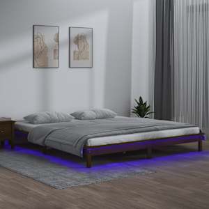 Rám postele s LED medový 120x190 cm Small Double masivní dřevo - obrázek 1