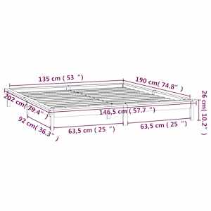 Rám postele s LED světlem bílý 135x190 cm Double masivní dřevo - obrázek 13