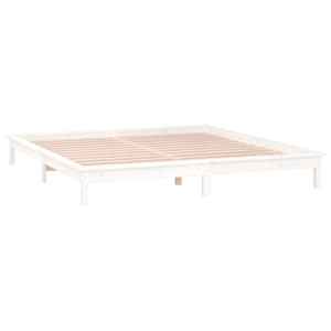 Rám postele s LED světlem bílý 135x190 cm Double masivní dřevo - obrázek 6