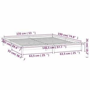 Rám postele s LED medově hnědý 135x190 cm Double masivní dřevo - obrázek 13