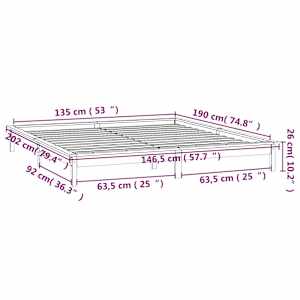 Rám postele s LED světlem černý 135x190 cm Double masivní dřevo - obrázek 13