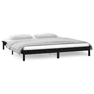 Rám postele s LED světlem černý 135x190 cm Double masivní dřevo - obrázek 4